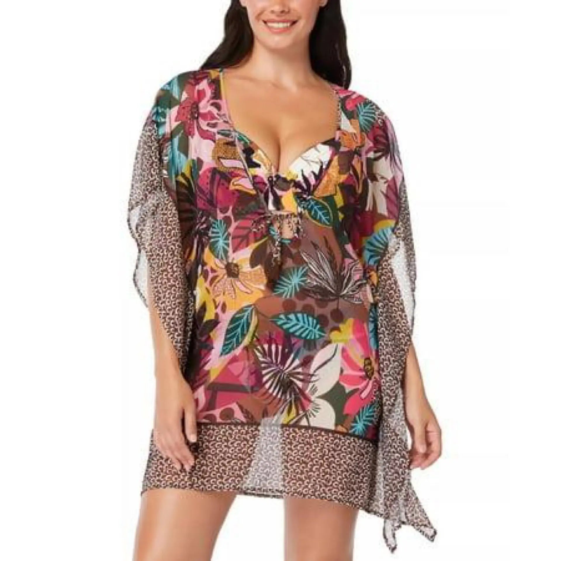 Bleu Rod Beattie Multi Run Wild Chiffon Caftan Bleu Rod