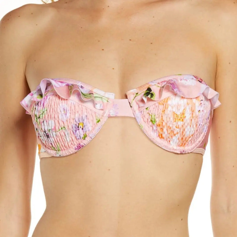 River Island Smocked Underwire Balconette Resort Bikini Top only Makuwa Swim Wear