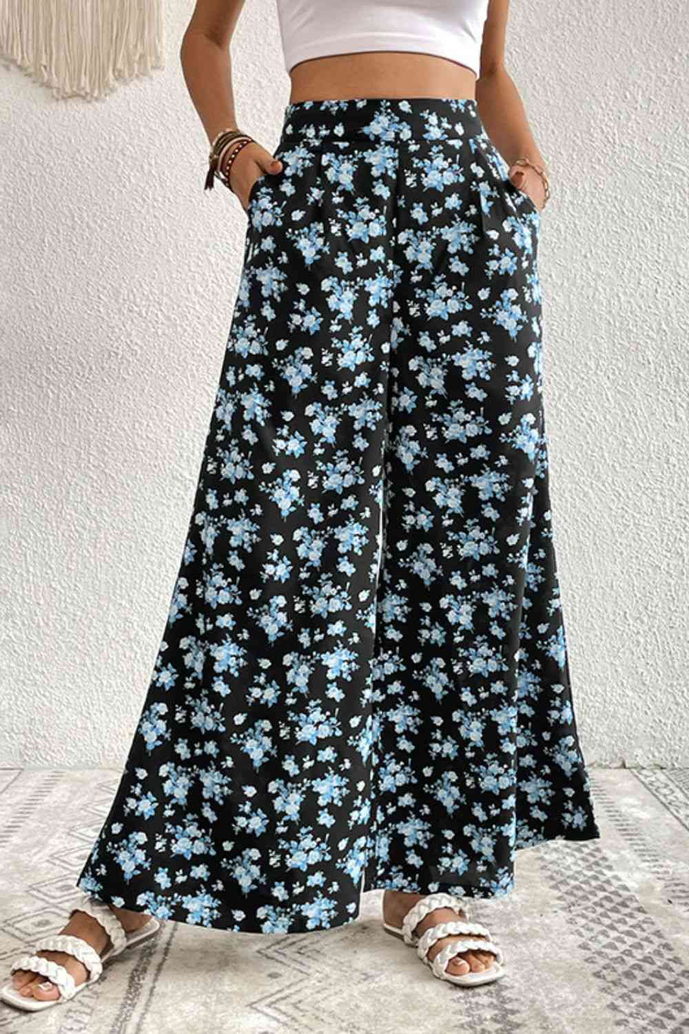Floral Pocket Culottes Trendsi