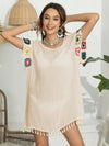 Tassel Boat Neck Flutter Sleeve Cover Up Trendsi