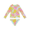 Hobie Kids' Woodstock Two-Piece Rashguard Swimsuit in Multi Hobie Girls