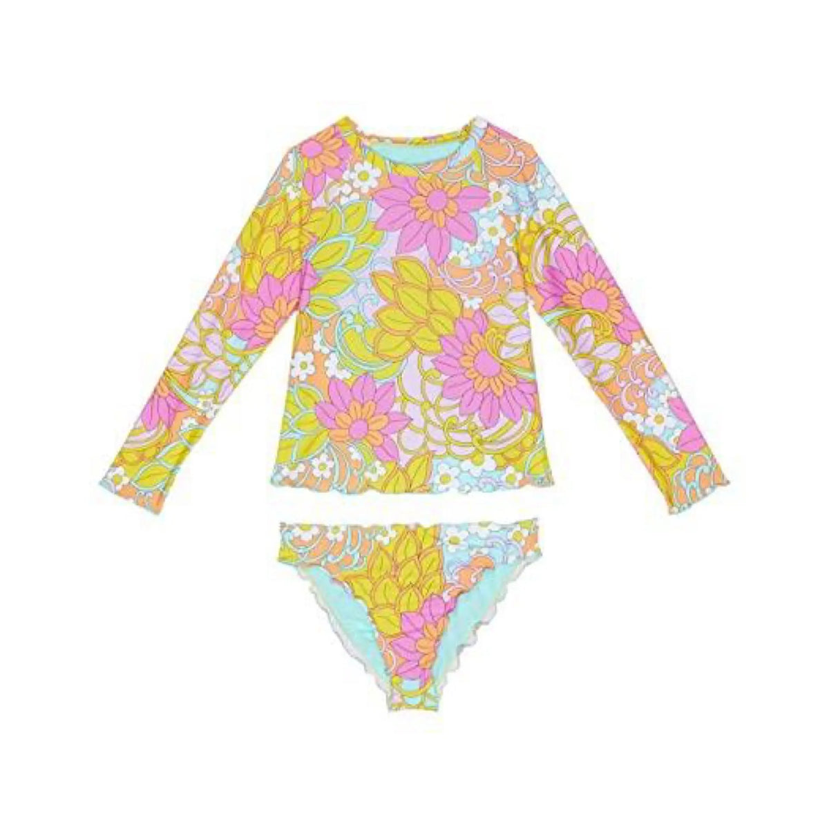 Hobie Kids' Woodstock Two-Piece Rashguard Swimsuit in Multi Hobie Girls