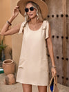 Scoop Neck Tie Shoulder Mini Dress Trendsi