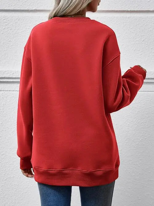 Graphic Round Neck Long Sleeve Sweatshirt Trendsi