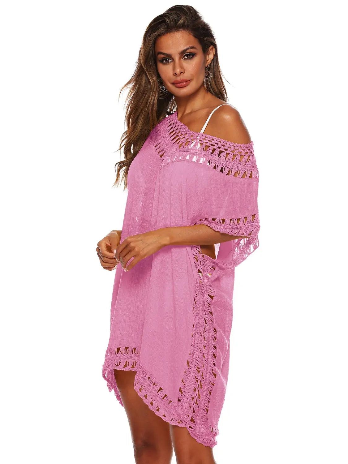 Cutout V-Neck Short Sleeve Cover-Up Trendsi