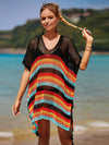 Cutout Striped Cover-Up with Tassel Trendsi