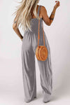 Smocked Square Neck Wide Leg Jumpsuit with Pockets - Makuwa Swim Wear