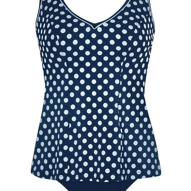 Women ' S Polka Dot Tankini Top Night Blue Makuwa Swim Wear