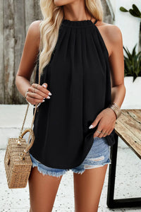 Ruched Grecian Neck Tank Trendsi