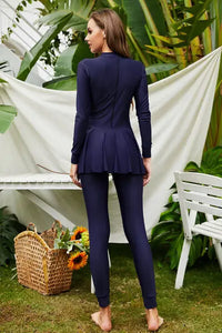 Mock Neck Long Sleeve One-Piece Swimwear Trendsi