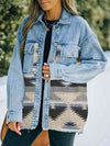 Collared Neck Dropped Shoulder Denim Jacket Trendsi