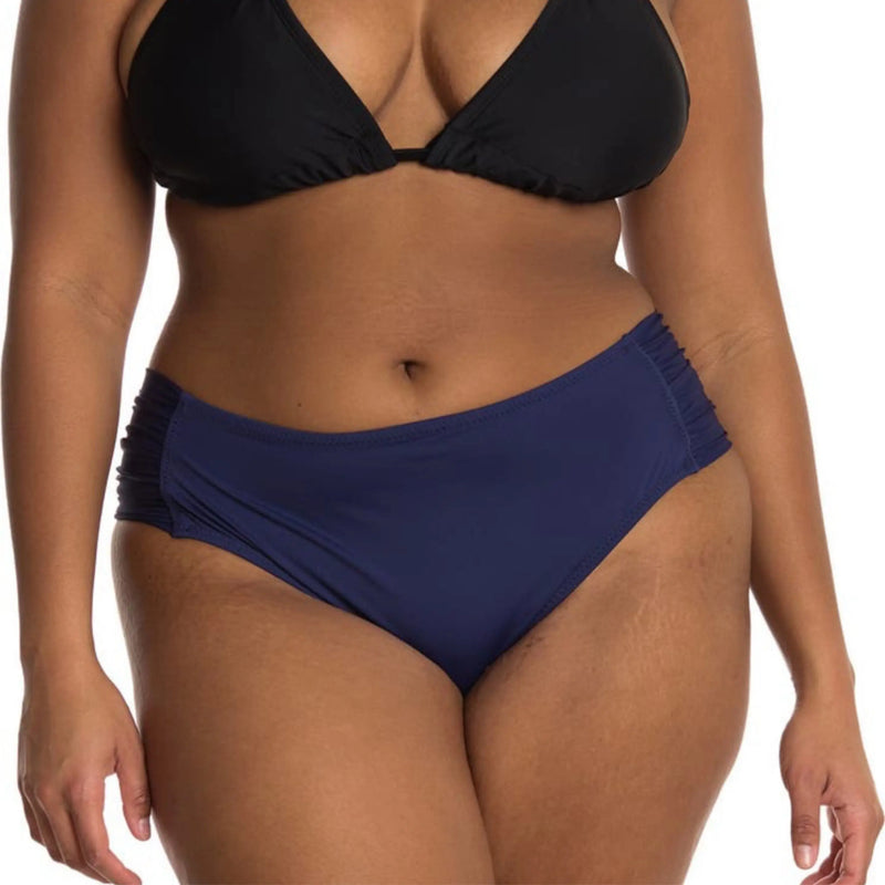Becca Etc Plus Size Solid Color Code Hipster Bottoms Women's Swimsuit Becca