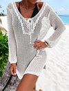 Openwork Tie Neck Cover-Up Trendsi