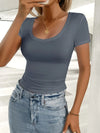 Scoop Neck Short Sleeve T-Shirt Trendsi