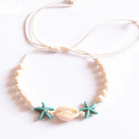 Turquoise Sea Star Shell Anklet Makuwa Swim Wear