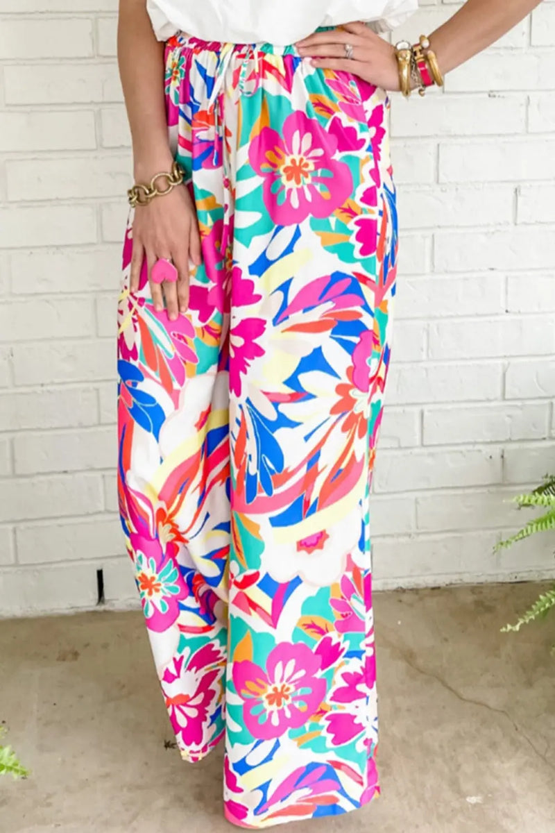 Printed Wide Leg Pants Trendsi