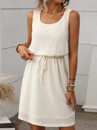 Waffle-Knit Drawstring Mini Tank Dress - Makuwa Swim Wear