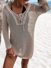 Openwork Tie Neck Cover-Up Trendsi