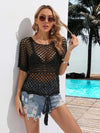 Cutout Round Neck Short Sleeve Cover Up Trendsi