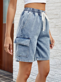 Drawstring Denim Shorts with Pockets Trendsi