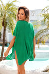 Slit V-Neck Short Sleeve Cover Up Trendsi
