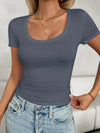 Scoop Neck Short Sleeve T-Shirt Trendsi