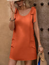 Scoop Neck Tie Shoulder Mini Dress Trendsi