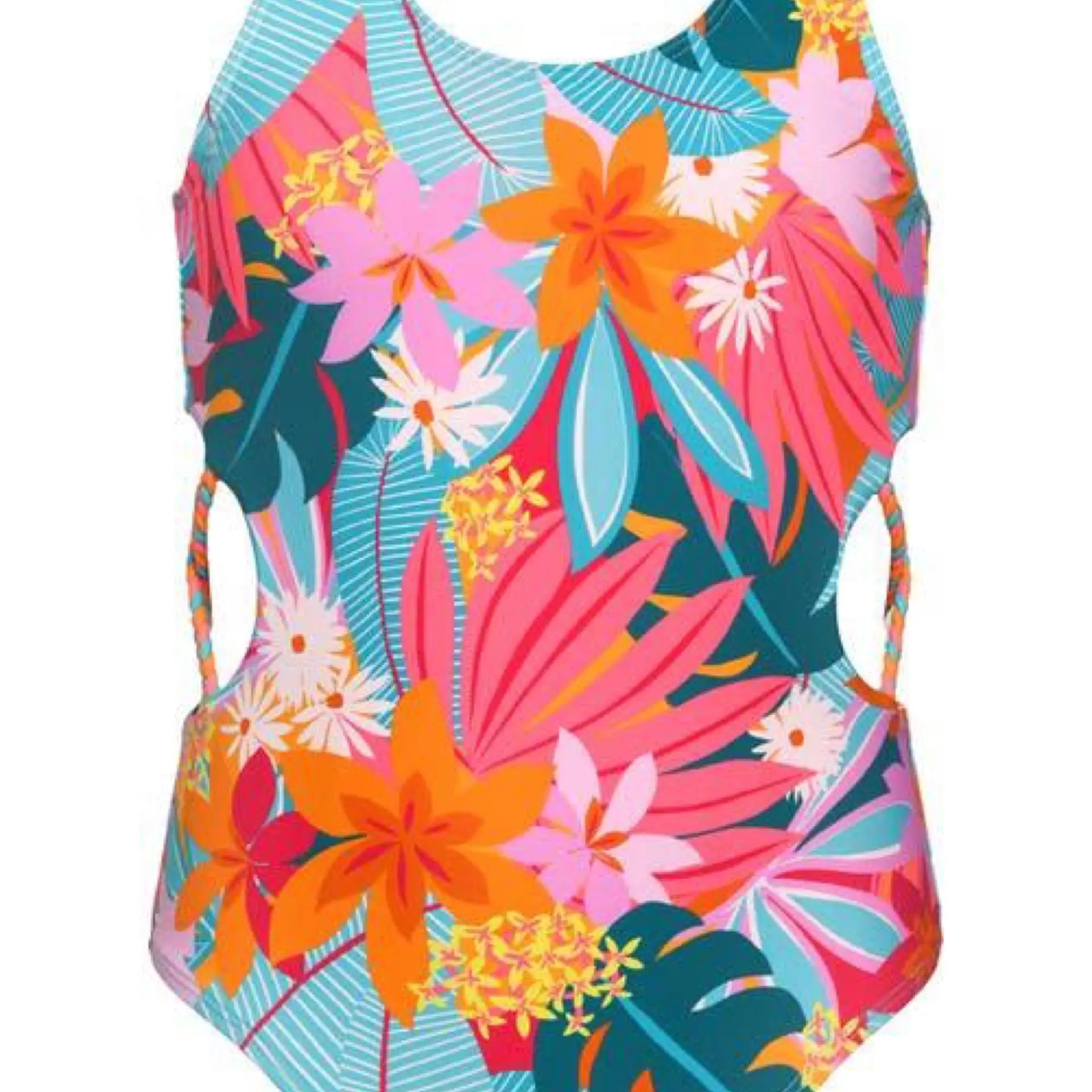 Hobie Kids' Aloha Cutout One-Piece Swimsuit in Multi Hobie Girls