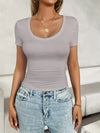 Scoop Neck Short Sleeve T-Shirt Trendsi