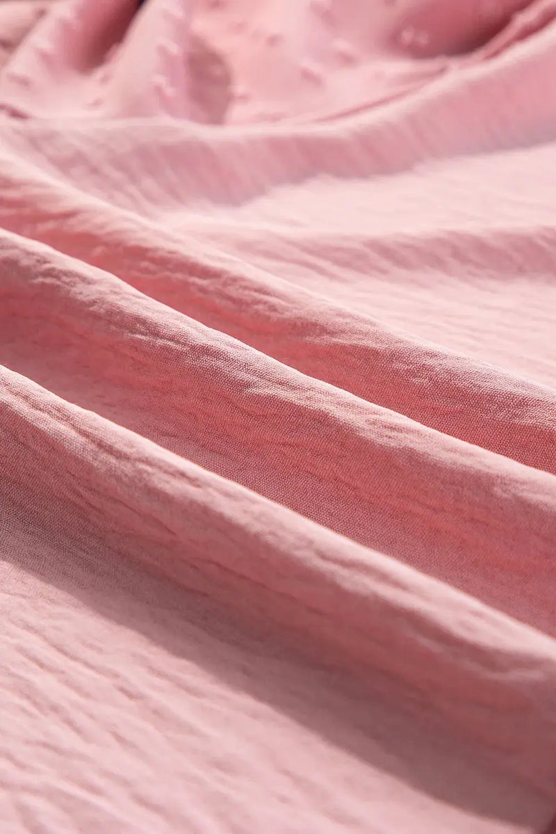 Swiss Dot Mock Neck Balloon Sleeve Blouse - Makuwa Swim Wear