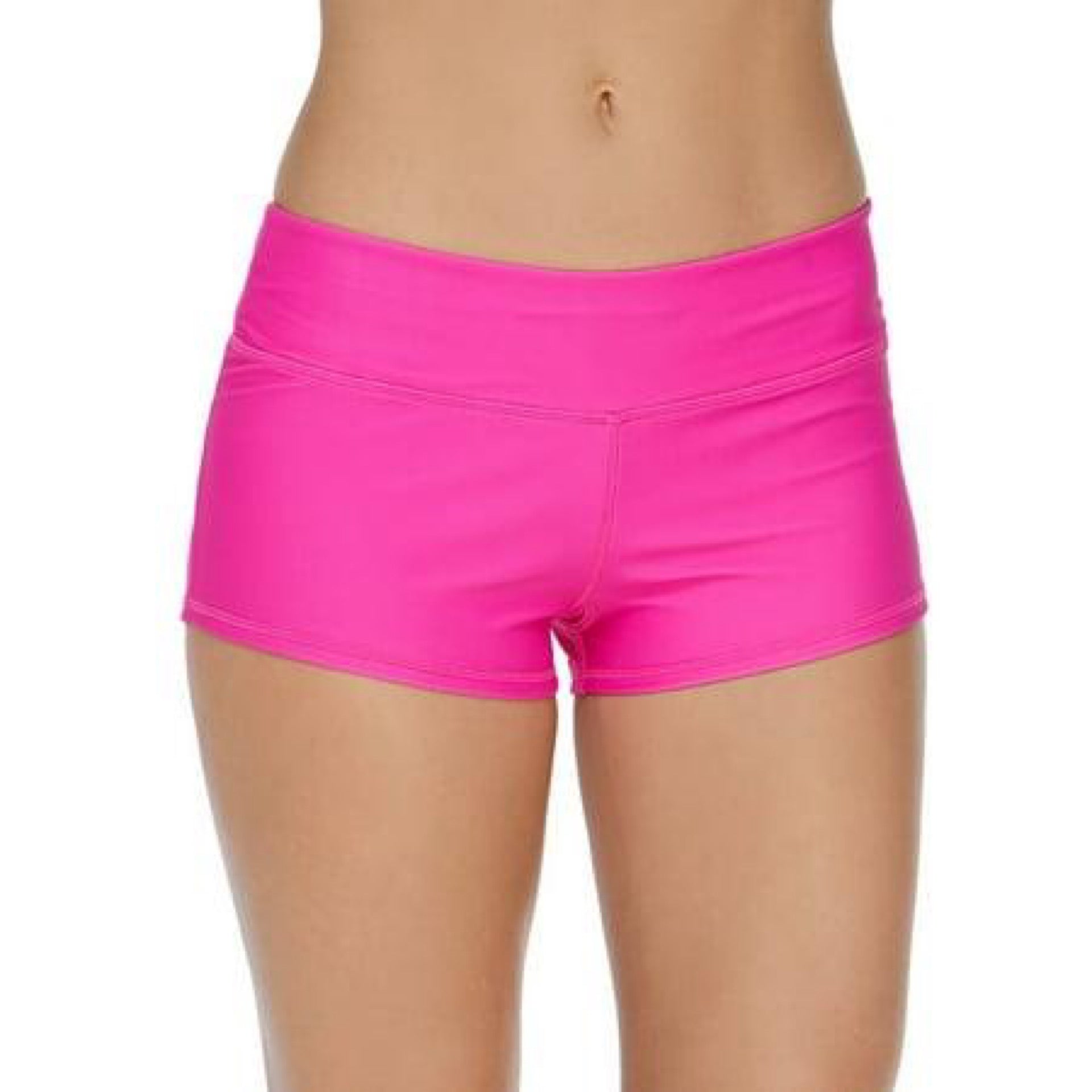 Raisins Pink Juniors Surf Solid Swim Solid High waisted Rise Shorts