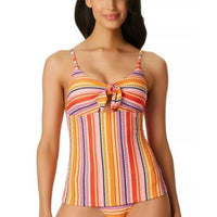 Jessica Simpson Femme Stripe Escape to Pacific Tie-Front Tankini Top Jessica Simpson