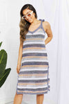 Striped Tie Shoulder Split Cover Up Dress Trendsi