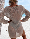 Openwork Tie Neck Cover-Up Trendsi