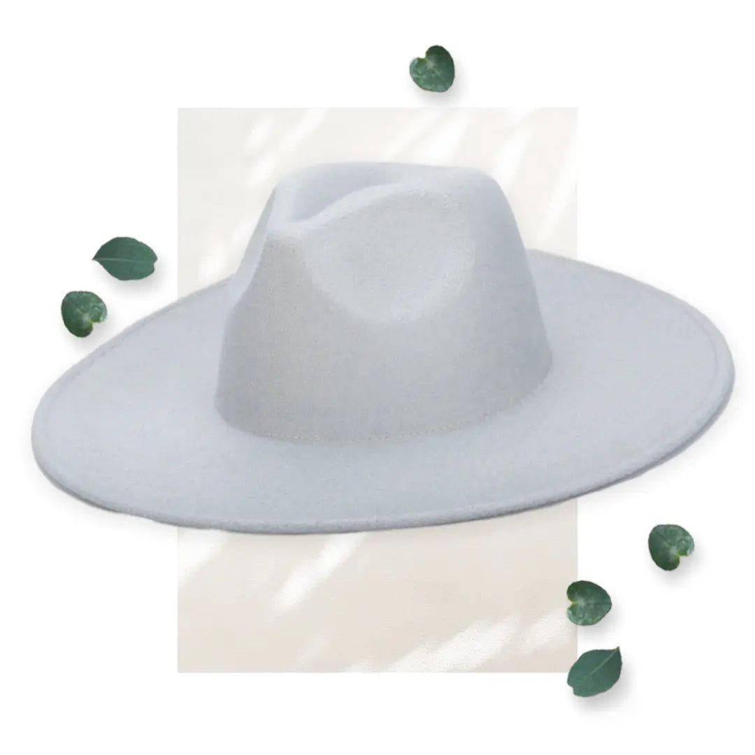 SDH Women's Light Blue Faux Felt Wide Brim Fedora WearMSW