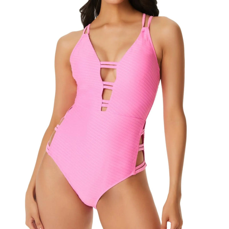 Jessica Simpson Women's Pretty in Pique Strappy One-Piece Swimsuit Women's Swimsuit Jessica Simpson
