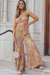 Floral Spaghetti Strap Wide Leg Jumpsuit Trendsi