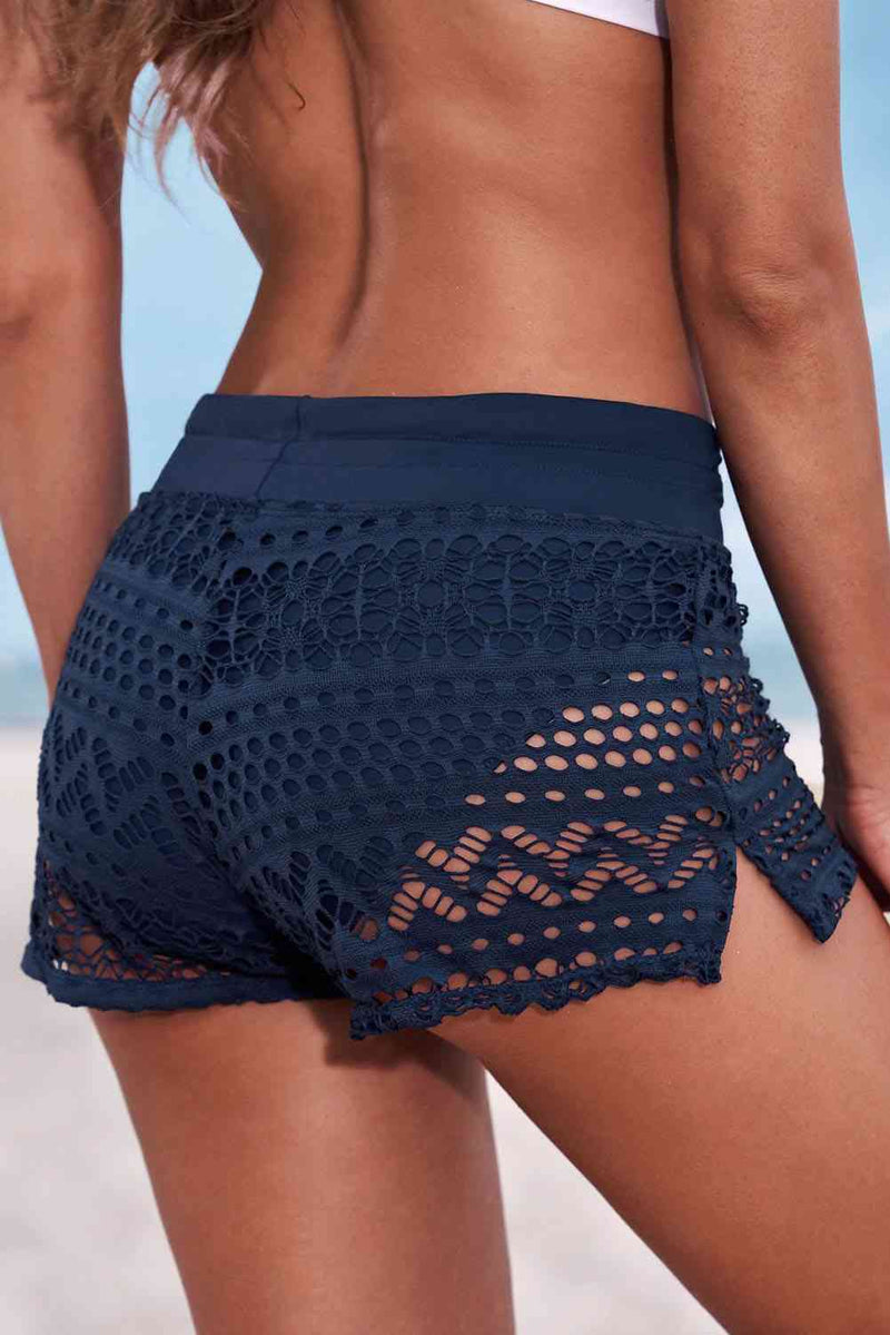 Full Size Drawstring Waist Swim Shorts - Makuwa Swim Wear