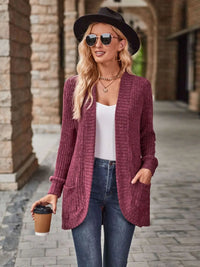 Open Front Cardigan with Pockets Trendsi