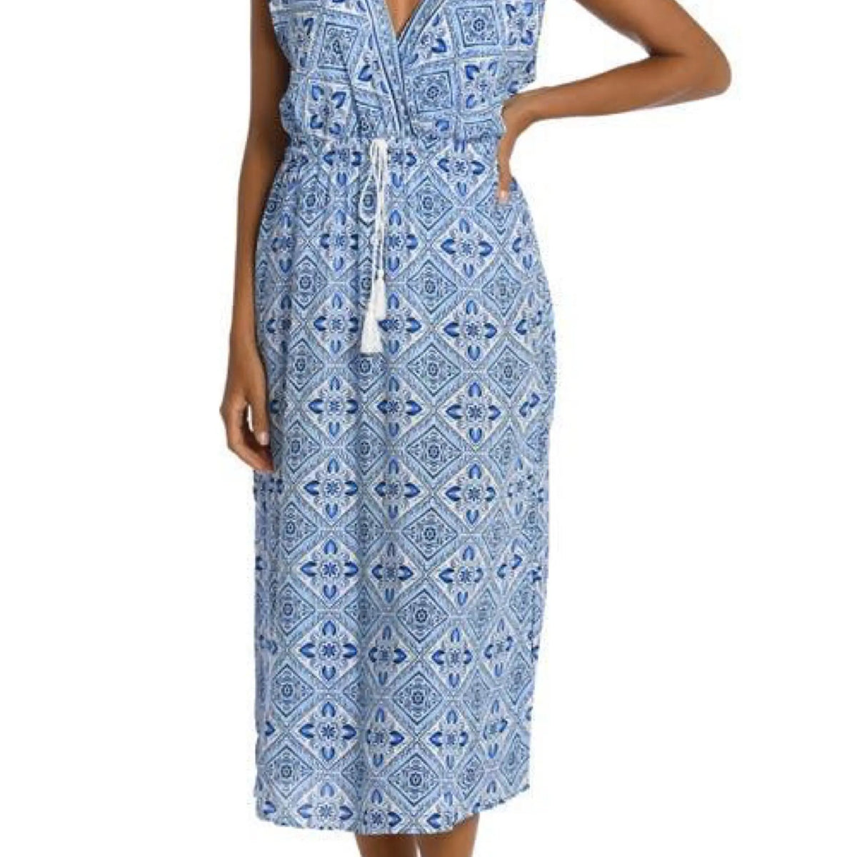 La Blanca Breeze Tie Front Cover-Up Dress in Capri Blue La Blanca