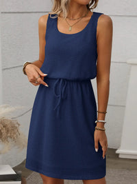 Waffle-Knit Drawstring Mini Tank Dress - Makuwa Swim Wear