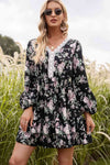 Floral Lace Trim Long Sleeve Dress Trendsi