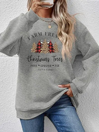 Graphic Round Neck Long Sleeve Sweatshirt Trendsi