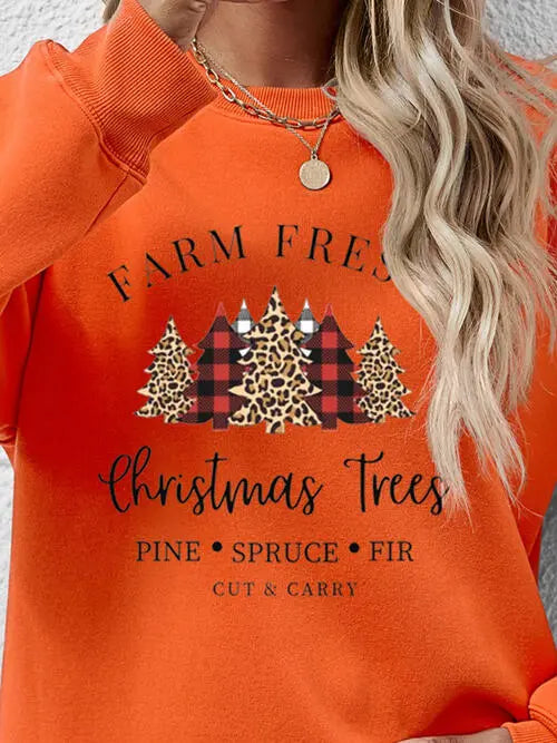 Graphic Round Neck Long Sleeve Sweatshirt Trendsi