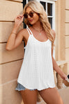 Eyelet Scoop Neck Spaghetti Strap Cami Trendsi