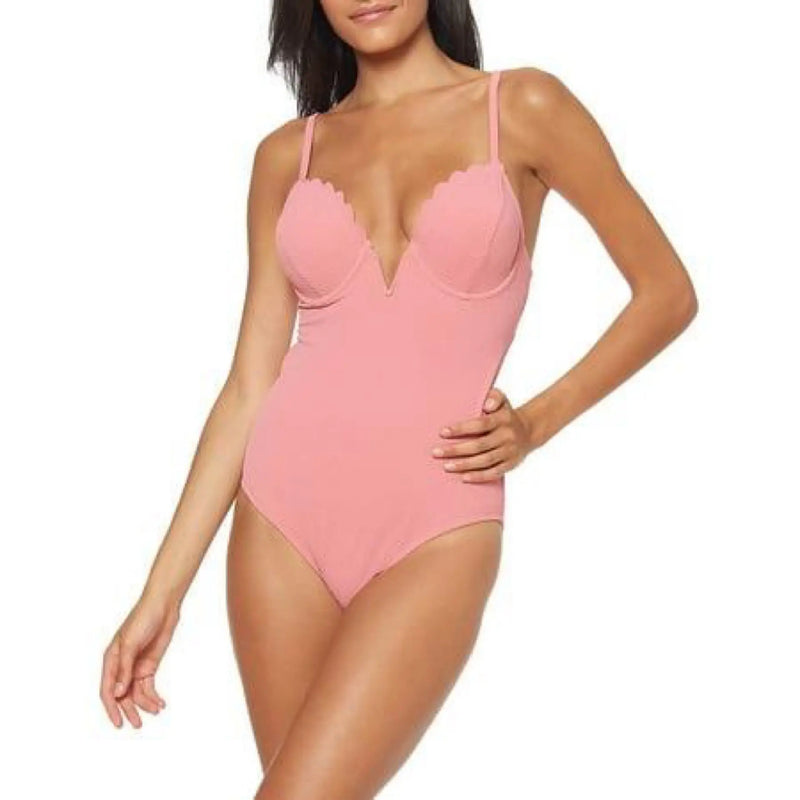 Jessica Simpson One-Piece Scalloped V-Neck Swimsuit Jessica Simpson