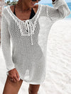 Openwork Tie Neck Cover-Up Trendsi