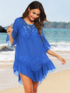 Backless Cutout Three-Quarter Sleeve Cover Up Trendsi