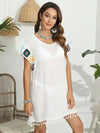 Tassel Boat Neck Flutter Sleeve Cover Up Trendsi