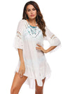 Backless Cutout Three-Quarter Sleeve Cover Up Trendsi